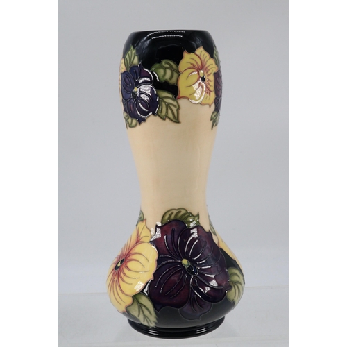 75 - Moorcroft Pansy trial vase (approx. 23cm tall) fully marked to base