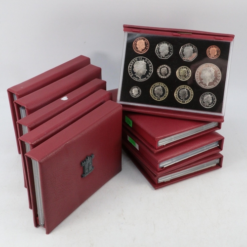 134 - Royal Mint cased sets 2x2001 sets, 2002, 2003, 2004, 2005, 2 x 2006 and 2007