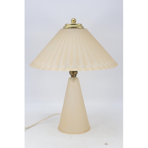 492 - Side lamp with Tiffany style shade together with a glass table lamp.