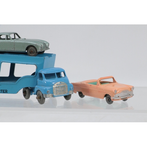 110 - Lesney Matchbox car transporter together with Ford Thames van with singer on the side, evening news ... 