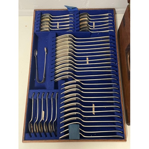 29 - Antique Joseph Rogers and Sons canteen of silver hallmarked cutlery with 12 settings including desse... 