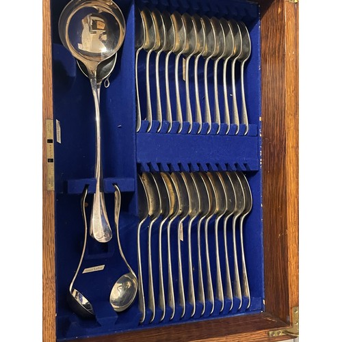 29 - Antique Joseph Rogers and Sons canteen of silver hallmarked cutlery with 12 settings including desse... 