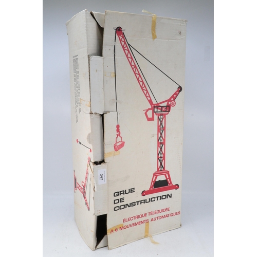 347 - Boxed Joustra tin plate and plastic electronic crane, untested , ref no 2884 with original box