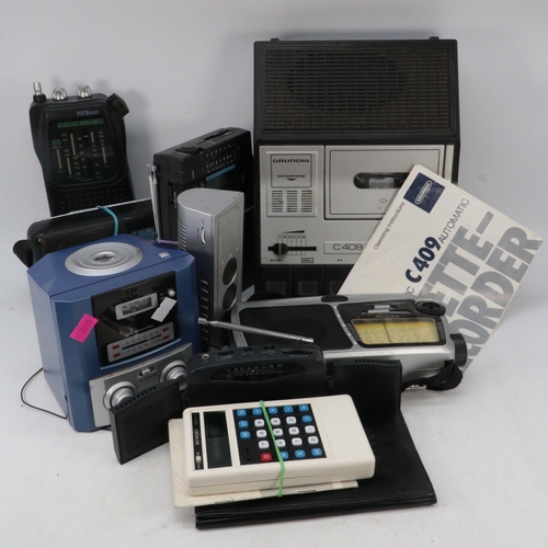 349 - Grundig C409 automatic tape player, together with other radios, calculator etc (all untested - Trade... 