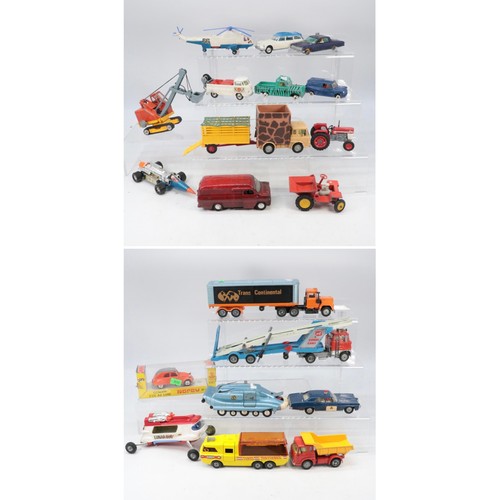 125 - Corgi whizz wheels Swedish jet dragster together with an SPV, a Corgi Carrymore car transporter and ... 