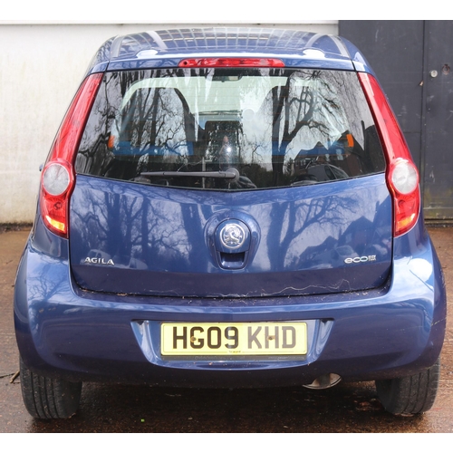 1 - Vauxhall Agila Ecoflex '09 plate,5 dr, manual. Two keys, V5, service book stamped up to 2020 with 57... 