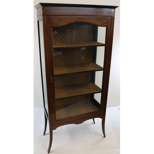 91 - Edwardian mahogany and inlaid display cabinet measures approx. 70cm w x 35cm d x 152cm h