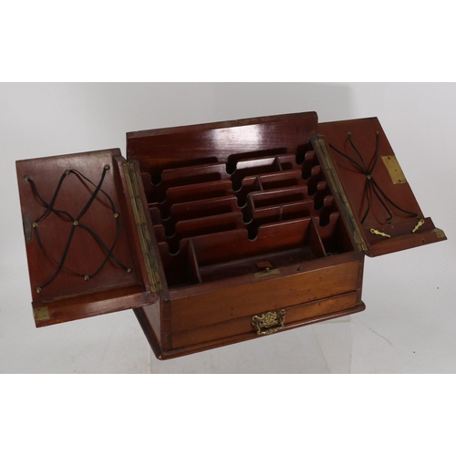 174 - Mahogany stationary box with single drawer, no key (examine)