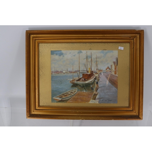 181 - Two paintings of Poole by Arthur de Tivoli (1891-1961). Possibly pastels. Each measures approx. 49 x... 