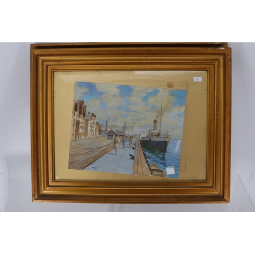 181 - Two paintings of Poole by Arthur de Tivoli (1891-1961). Possibly pastels. Each measures approx. 49 x... 