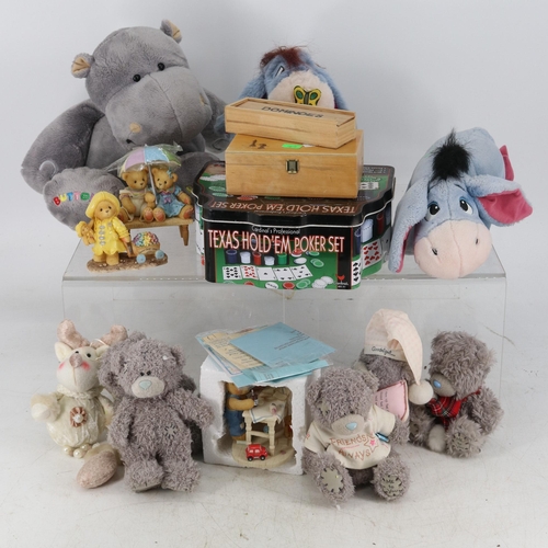 369 - Toys to include soft toys, chess set, poker set etc