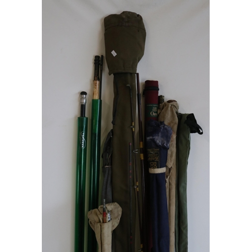 468 - Selection of fishing rods to include vintage and modern