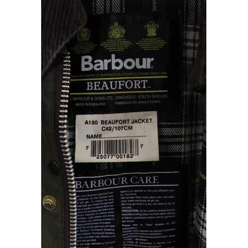 479 - Barbour Beaufort wax jacket size 42