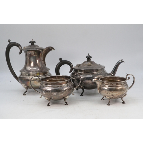 2 - Four piece silver hallmarked tea set.