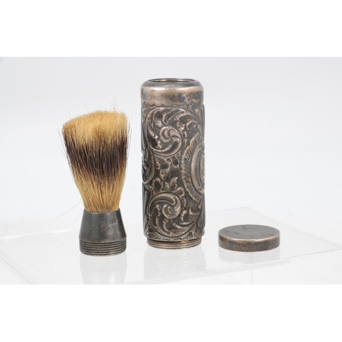 4 - Unusual Silver hallmarked shaving brush.