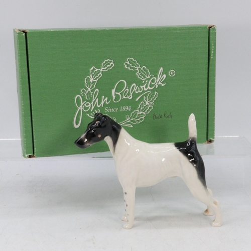 33 - Beswick smooth English Terrier black rod, approx 14cm tall, with box.