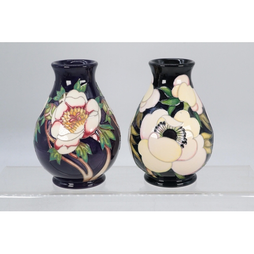 38 - Moorcroft, a Peony design vase, approx. 12cm together with a trial Peony design vase, dated 17.8.17,... 