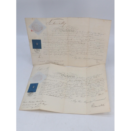 114 - Two 19th Century letters of appointment bearing the signature of Queen Victoria, the first letter ap... 