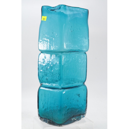 145 - Large Bricklayers kingfisher blue Whitefriars vase, approx. 13