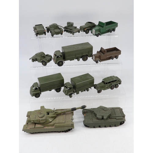 108 - Good selection of assorted Dinky Military vehicles, tanks, lorry's and more.