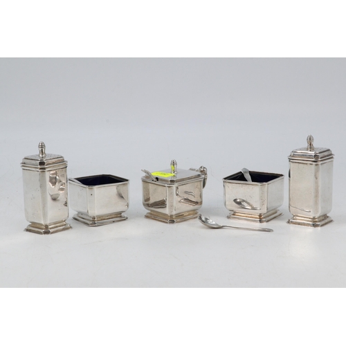 22 - Silver hallmarked cruet set together with salt and pepper