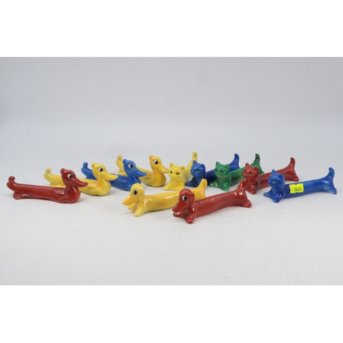 63 - Selection of highly coloured French? ceramic knife rests in the form of animals