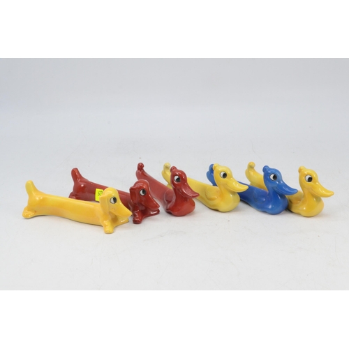 63 - Selection of highly coloured French? ceramic knife rests in the form of animals