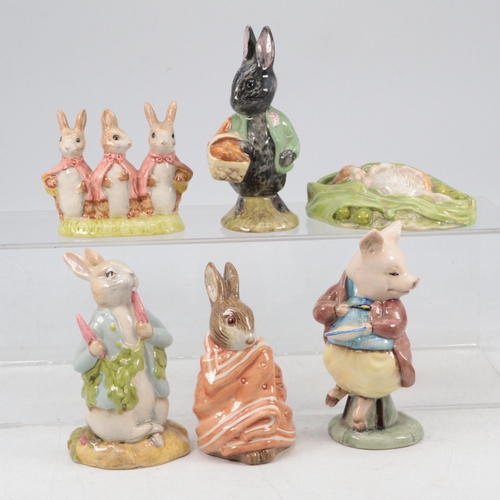 98 - Six Royal Albert beatrix Potter figures to include Fierce Bad Rabbit, Peter ate a Radish, Flopsy Mop... 