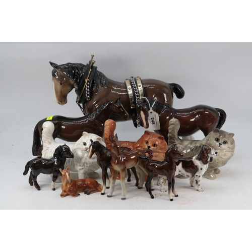 248 - Selection of Beswck horses, Doulton Beswick cats and other animals some a/f