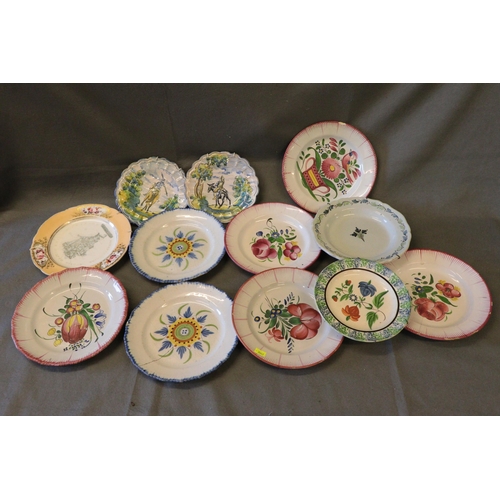 439 - Large selection of French porcelain and ceramic plates, Barbers bowl etc.