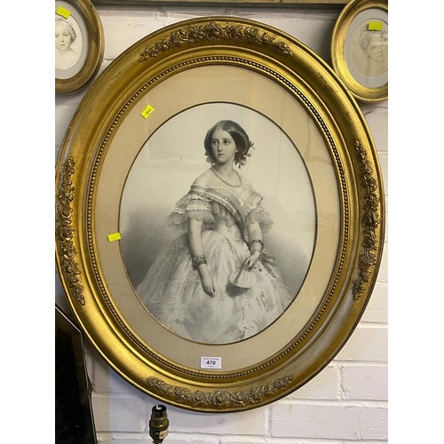 470 - Antique Oval framed tinted photograph of a young girl together with four Drower renee David framed s... 