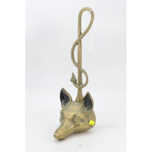 533 - A brass Foxhead and horsewhip doorstop