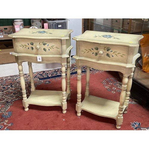 259 - A pair of contemporary distressed painted bedside table both fitted single drawer and lower shelf (a... 