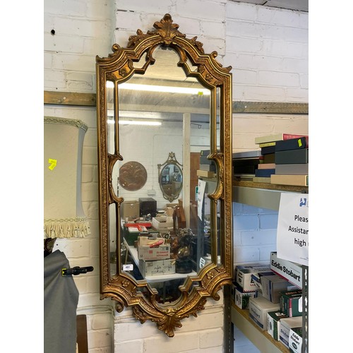 491 - Reproduction gilt wall mirror (approx. 128cm x 55cm)