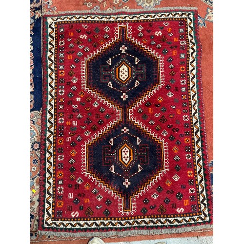 496 - Three Persian style small floor rugs, and three prayer mats