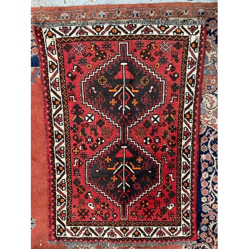 496 - Three Persian style small floor rugs, and three prayer mats