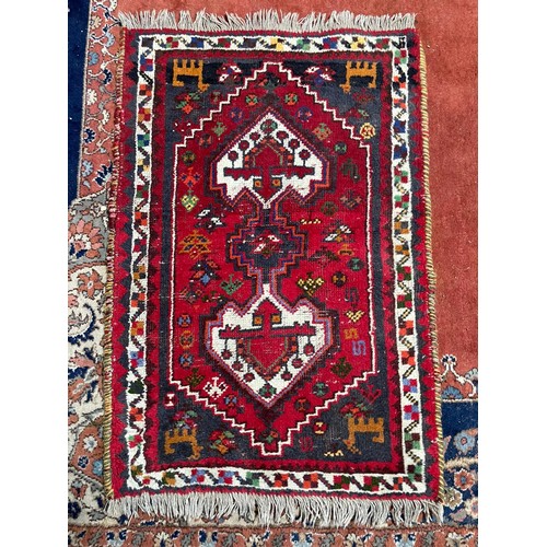 496 - Three Persian style small floor rugs, and three prayer mats