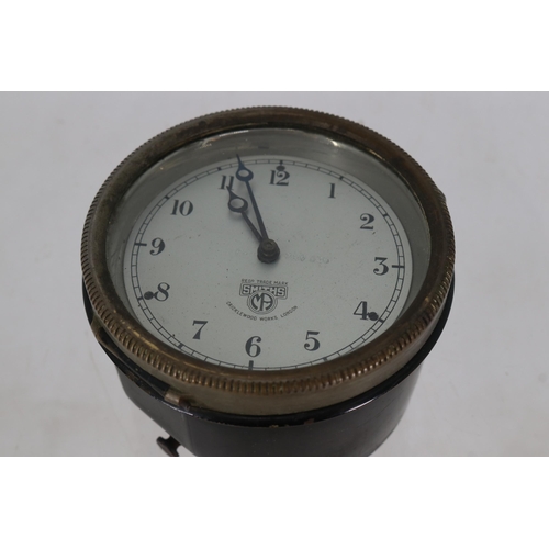 7 - Smiths 1930's silver dial motor clock no P-326036