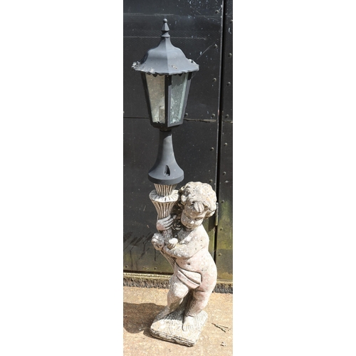 40 - Stone cherub with garden lamp TRADE/SPARES/REPAIRS