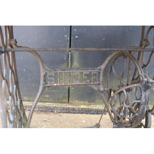 67 - Cast iron singer sewing trestle with marble top