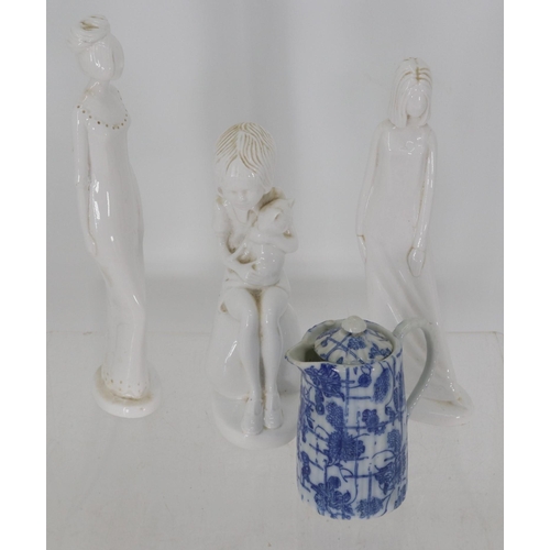 92 - Trio of Spode figurines, by Pauline Shone Henrietta, Georgina and Rebecca together with a blue and w... 