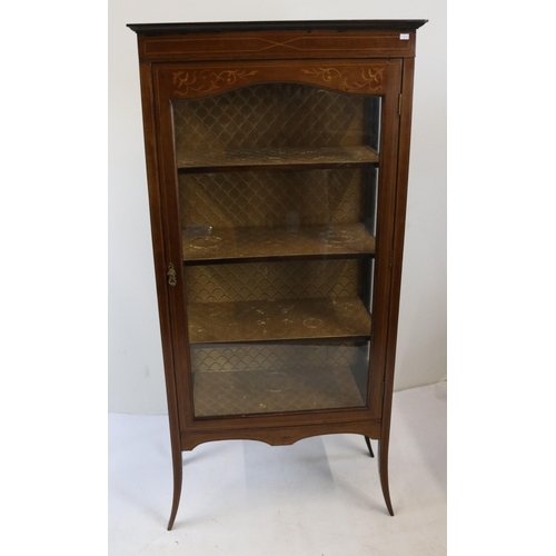 111 - Edwardian mahogany and inlaid display cabinet measures approx. 70cm w x 35cm d x 152cm h