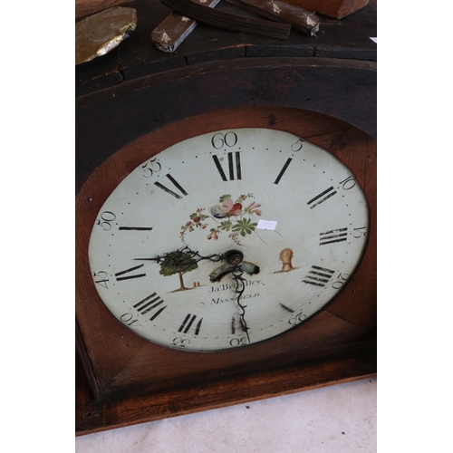 137 - Assorted grandfather clock and other clock parts to include clock face by J Brindley Mansfield