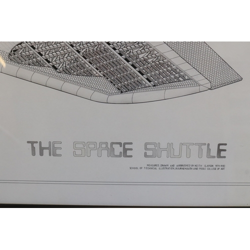 139 - Large framed cut away of the Nasa space Shuttle, it has been measured, drawn and Air brushed by Keit... 