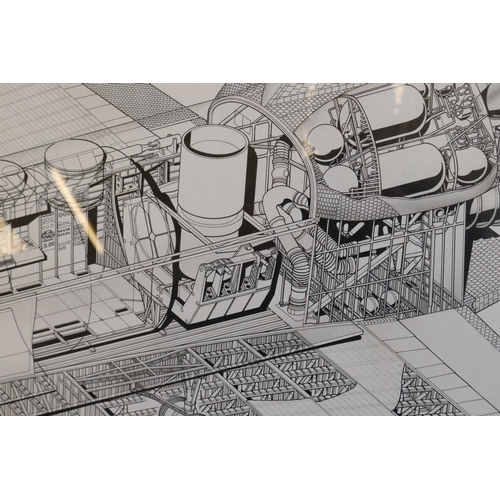 139 - Large framed cut away of the Nasa space Shuttle, it has been measured, drawn and Air brushed by Keit... 