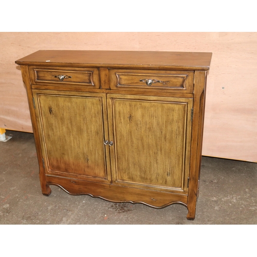 206 - Narrow hall unit with two drawers and cupboard below measures approx. 104cm w x 28cm d 94cm h