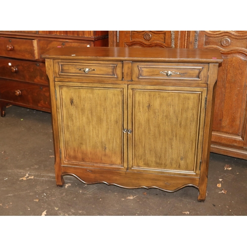 206 - Narrow hall unit with two drawers and cupboard below measures approx. 104cm w x 28cm d 94cm h