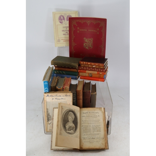 232 - Good quantity of assorted books to include a rebound copy of the 1795 ''The experienced English hous... 