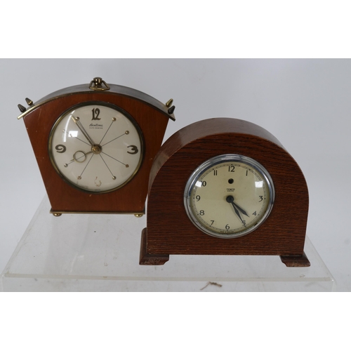 357 - Two vintage mantle clocks, Temco electric TRADE/SPARES/REPAIRS Bentima