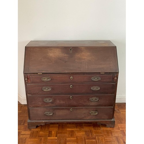 367 - Antique 19th Century bureau with fitted interior measures approx. 107cm w x 55cm d x 102cm h (key in... 